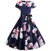 Femmes Vintage Robe d'été à manches courtes à manches florales Robe Rockabilly Robe Femme Vestidos plus taille Polka Dot Party Dress8972051