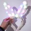 Tiara de Orelhas de Coelho de Pelúcia Piscando em LED Feminino Meninas Coelhinha Faixa de Cabelo Iluminada Argola Brilhante Lembrancinhas de Festa de Aniversário Decoração de mesa