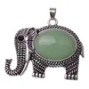 Elephant Gemstone Pendant Silver Plated Cute Elephant Gemstone Halsband Män och Kvinnor Enkel Halsband 12st