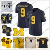 2019 Michigan Wolverines＃9 Donovan Peoples-Jones 4 Nico Collins 8 Ronnie Bell 13 TRU Wilson 42ベンマゾンホワイトブルーイエローサッカージャージ