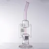 11.4 Inches Pink Oil Dab Rigs Glass Bong Hookahs Perc Bubbler Water Pipes Heady Percolator Portable
