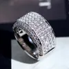 2019 полный CZ Men Ring Exquisite белый золотой цвет блестящий циркон Свадебные обручальные кольца Размер 813 Ювелирные изделия Whole23691847301