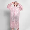 Fashion Wave Point Raincoat with Hat Reusable Travel Camping Must Rainwear EVA Adult Unisex Raincoat for Woman Man HHA1264