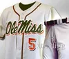 Custom Olemiss 10 # 5 # (personalizado, nombre, número, color y tamaño) # 15 Hotty Toddy Men Todas las camisetas de béisbol cosidas Envío gratis