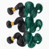 Paquetes de cabello humano Ombre verde oscuro de Malasia Onda del cuerpo Tramas de tejido ondulado Raíces oscuras # 1B / Paquetes de tejido de cabello humano Ombre verde sin enredos