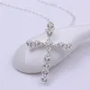 Plated sterling silver necklace 18 inches Cross shaped zircon pendant necklace DHSN668 top 925 silver plate Pendant Necklaces jewelry