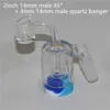 Catcher de vidro de recuperação de vidro Catchers de cinzas com 5ml Recipientes de silicone e 14mm macho articulação de quartzo Banger prego para fumo Dab Rig Bong