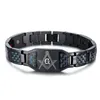 Man Stainless Steel Black Gold Silver Magnetic Link Chain Bracelet Power Energy Freemason Mason Symbols Carbon Fiber Masonic Bangle Bracelet Health Benefits