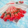 Flores artificiales de seda rosa para manualidades Flores de tacto real para bodas Decoración de la habitación de Navidad 5 colores Venta barata AL08