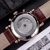 Top brand mens watches business mechanical automatic watch luxury Genuine Leather strap Diamond daydate Moon Phase movement wristwatches for men Father's Day Gift