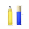 10 ml Rollerball-Flasche für ätherische Öle, matt, bunt, Holzmaserung, tragbar, bequem, mattiertes, dickes Glas, nachfüllbarer Behälter LX8602