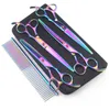 with leather case High-grade 7.0 inch 62HRC hardness 4CR stainless steel 4 hair scissors kit without logo