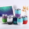 12oz Gradient Egg Cup Egg Shapped Mug Wine Glasses Stainless Steel Vacuum Insulated Cups Tumbler Travel Stemless Wine Mugs GGA2735