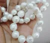 Huge 18 "12-15MM South Sea genuine white NUCLEAR 925 silver pearl necklace DA110