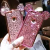 3d bling caso da orelha do rato para iphone 7 6 6 s plu 5 5S se silicone suave luxo glitter case capa para iphone7