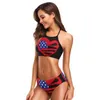 Damen-Bikini-Set, Adler, menschliches Skelett, Sterne, gestreift, Druck, Strand-Badeanzug, Damen, amerikanische Flagge, Neckholder-Badeanzug, Brustpolster-Bikini