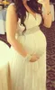 2019 Maternity Wedding Dresses Pregnant V Neck Sleeveless Beaded Empire High Waist Chiffon Long Bridal Gowns Custom Size