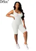 Women's Jumpsuits & Rompers 2021 Summer Women Fashion Sexy Movement Style Sleeveless Round Neck Pure Color Simple Short Pants1