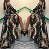 Robes décontractées 2021 Automne Femmes Maxi Baroque Imprimer Lanterne Manches Longues Bouton Bandage Robe Élégante Slit Soirée Soirée Sun Dress323C