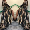 Casual Dresses 2021 Autumn Womens Maxi Baroque Print Lantern Sleeve Long Button Bandage Elegant Dress Slit Evening Party Sun Dress256W