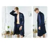 2020 Nya Män Lounge Sleepwear Faux Silk Nightwear För Män Comfort Silky Badrockar Noble Dressing Gown Mäns sömnklädnader