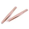 High quality Steel Slanted Tip Eyebrow Tweezers with brow comb Rose gold Face Hair Removal Clip Brow Trimmer Makeup Tool Accept lo4558743