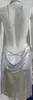 Millionairess Metal Sukienka Diamentowe Paski Sexy Deep-V Halter Party Backless Gold Silver Women Dress1