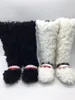 Vente chaude-blanc noir fourrure bottes de neige hiver genou haute bottes chaudes mode chaude