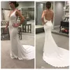 New Arrival Tanie Sexy Syrenki Suknie Ślubne Spaghetti Paski Court Train Backless Satin Sukienka ślubna Suknie ślubne Vestidos de Novia