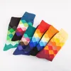 10 Pairs/lot Men's Funny Colorful Combed Cotton Socks Red Argyle Pack Casual Happy Socks Dress Wedding Socks Plus Size Eur 41-46Q190401