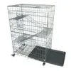 Large Folding Collapsible Pet Dog Wire Cage Cat Playpen with 3 Ladders L Silver1693652