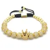 Moda donna Bracciali Corona Imperiale Oro-Colore Micro Pave Donna Intrecciatura Macrame Bracciale Uomo Gioielli regalo di compleanno Regalo da uomo Ms. gi