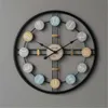 40 cm horloge murale ronde silencieuse 3d rétro nordique métal nordique numérique bricolage décor chronique murale pour la maison salon barre décor3402107