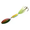 HENGJIA 100pcs lot Metal Spinner Spoon Fishing lure 6 5cm 3 5g Hard bait with Feather Treble hook 8#hooks324o