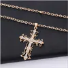 Rhinestone Cross Pendant Halsband för kvinnor överdrivna hiphop smycken lång tröja kedja halsband Alla hjärtans dag gåva grossist