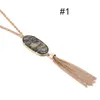 5 färger boheimian stil kvinna 60cm långkedja halsband 18k guld natursten kedja tofs pendant halsband smycken gåvor för kvinnor tjejer