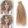 Brun clair avec des paquets de cheveux de couleur piano blond 8/613 paquets de cheveux bouclés crépus brun point culminant blond tissage de cheveux humains brésiliens mélangés