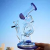 Newest Double Recycler Heady Glass Bong Slitted Donut Perc Sidecar Water Pipes Unique Bongs Green Purple Oil Dab Rigs With Bowl