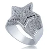 Hip Hop Star Diamonds Rings for Men Luxury Crystal Gold Silver Ring 18K Gold Plated Copper Zircons Ring Smyckesgåvor för BF 4445657