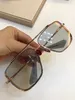 Zomer Metalen Vierkante Pilot Zonnebril voor Mannen 121 Rose Goud Licht Grijze Lens 62mm Zonnebril Unisex Zonnebril Heren Shades Eyewear met Doos