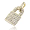 Hip Hop Solid Lock Pendentif Collier 18k Or Véritable Platine Plaqué Bling Plein Zircon Collier Bijoux