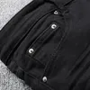 Sokotoo heren slanke skinny kristal strass patchwork gescheurde jeans Mode patch zwarte stretch denim pants248S
