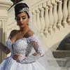 Shoulder Off Lace Appliques A-Line Wedding Dresses Luxurious Beaded Bridal Gowns Princess Long Sleeves Vestidos De Mariee Plus Size