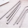 Durable Stainless Steel 8.5" 10.5" Straight bend Drinking Straw dia 6mm 8mm 12mm Straws Metal Bar Family kitchen DHL