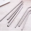 50pcs Stainless Steel 8.5" 10.5" Straight bend Drinking Straw dia 6mm 8mm 12mm Straws Metal Bar Family kitchen