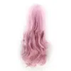 Perruques synthétiques de vague naturelle rose cosplay filles longs cheveux bouclés