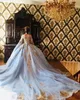 Modest Luxury Ball Gown Bateau Long Sleeve Sweep Train Wedding Gowns Lace Applique Beaded Pearls Wedding Dresses Custom Made Bridal Gown