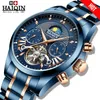 HAIQIN 2020 Orologi da uomo automatici Orologi da uomo di lusso delle migliori marche Blu orologio da polso meccanico da uomo impermeabile reloj hombre tourbillon