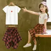 Mädchen Sets Kleidung Mädchen Plaid Rock Anzug Kinder Kleidung Teenager Mädchen Kleidung Outfits Kinder Mode Kostüm Sommer Trainingsanzug1