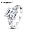 Klusterringar Pansysen Solid 925 Sterling Silver för Kvinnor 3ct Diamond Bridal Bröllop Smycken Förlovning Vit Guldfärg Anillos